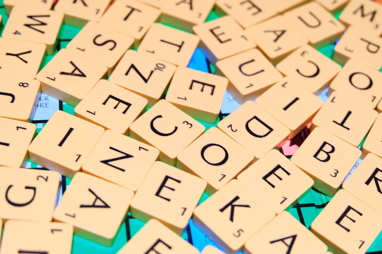 A group of Scrabble letters
